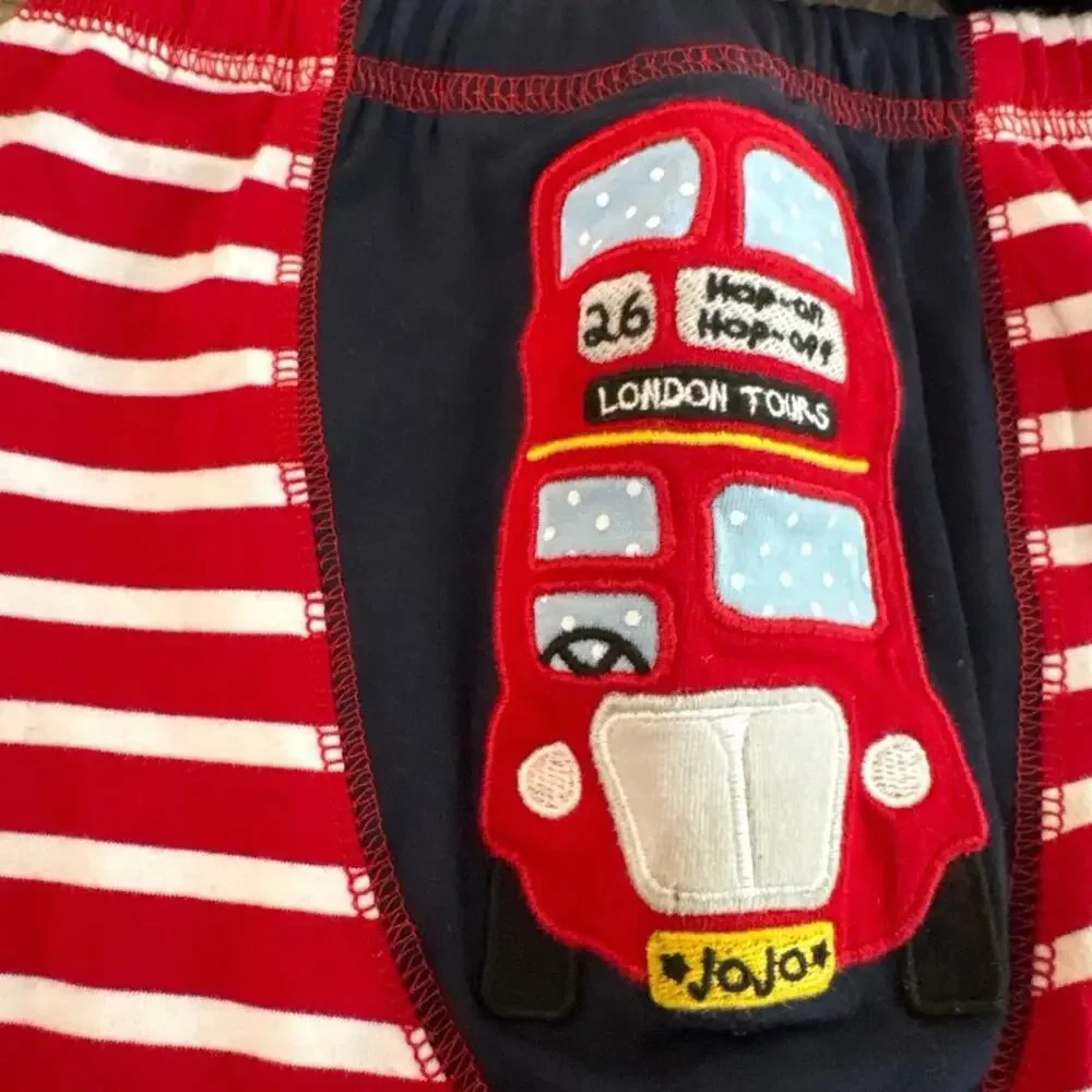 JoJo Maman Bebe Baby London Bus Outfit Set 1-2 Yr NWT Navy, White & Red Stripes